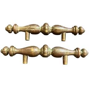 2 Vintage Amerock House Antique Brass 3cc Cabinet Handle Pulls 5.75